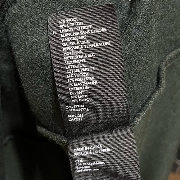 COS Wool Blend Contrast Dark Green A-line Swing Dress Size S - Picture 12 of 12